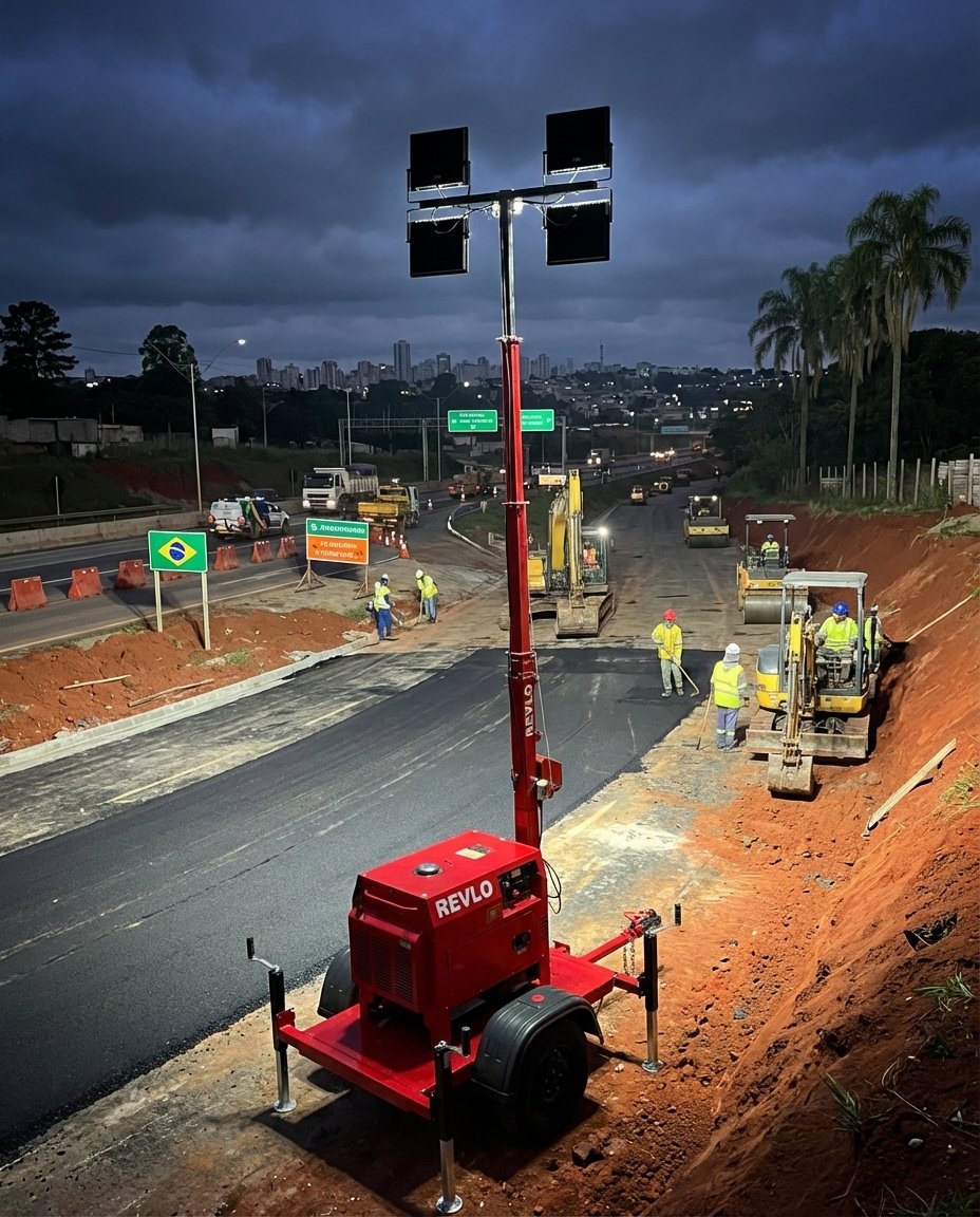 Torre de iluminação em rodovia