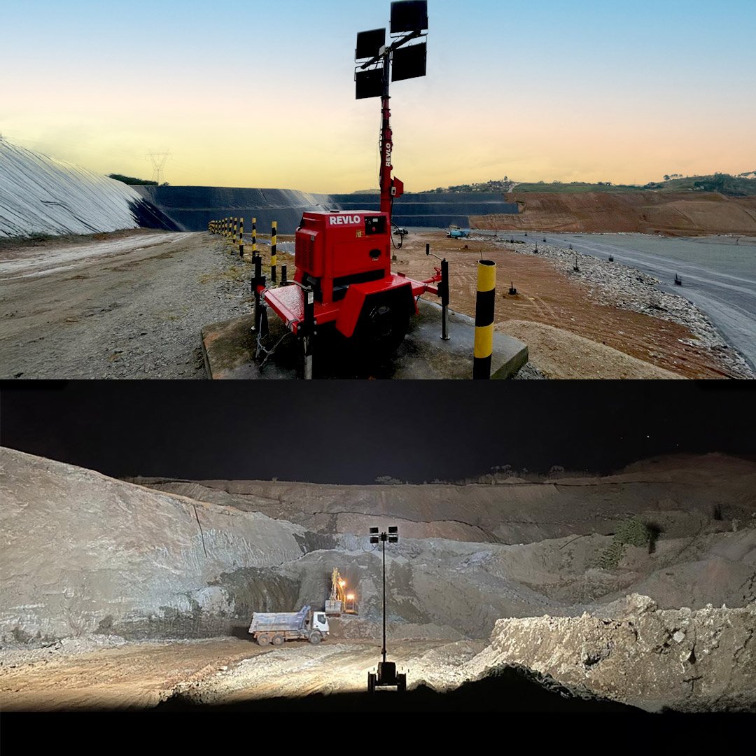 Torre de iluminação Revlo em operação de mineração