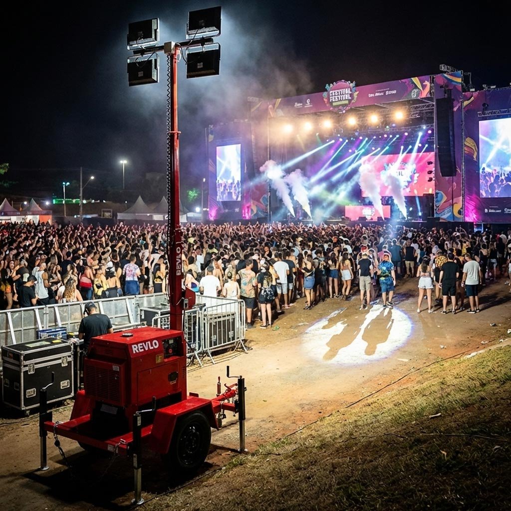 Iluminação de show com torre Revlo